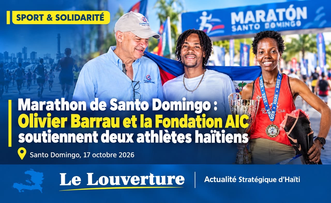 Les athlètes haïtiens Jésumène Colin et Andelson Desirin, engagés au marathon de Santo Domingo avec le soutien de la Fondation AIC.