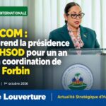 La ministre Raina Forbin assurant la présidence haïtienne du COHSOD de la CARICOM.