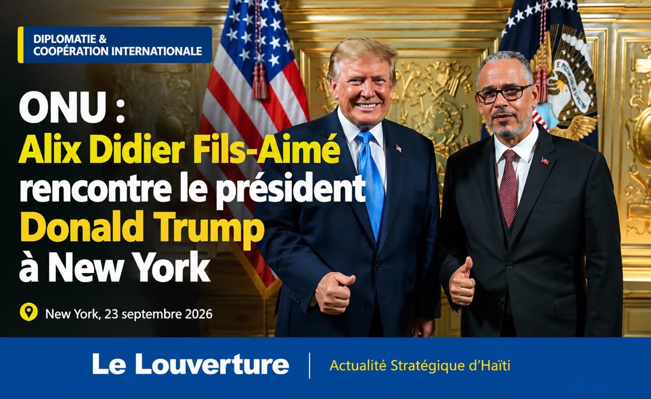Le Premier ministre Alix Didier Fils-Aimé et le président américain Donald Trump lors du dîner à l'hôtel Lotte New York Palace.