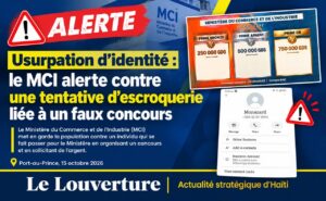 Note d'alerte du Ministère du Commerce et de l'Industrie contre une tentative d'escroquerie.