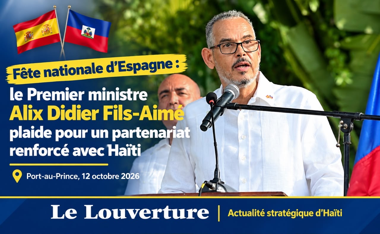 Le Premier ministre Alix Didier Fils-Aimé lors de la célébration de la fête nationale espagnole à Port-au-Prince.
