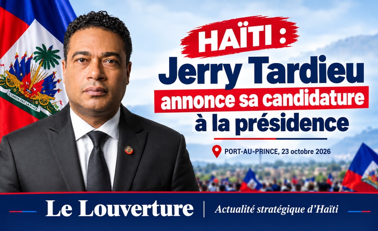 Jerry Tardieu lors de l'annonce de sa candidature à la présidence de la République.